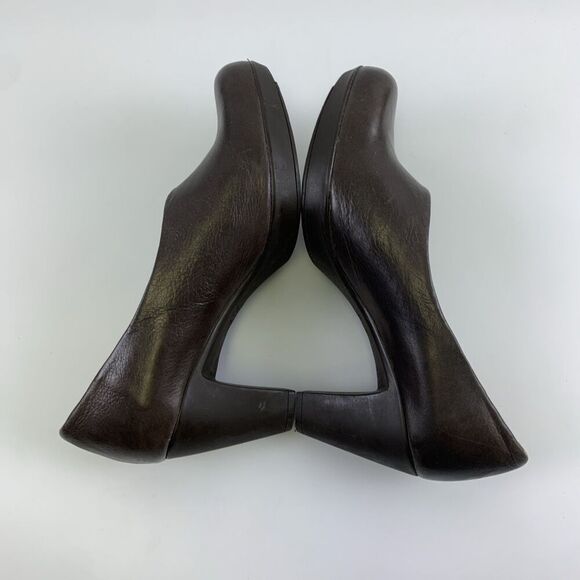 Wonders Leather Pump Slip On Brown Tan Suede Round Toe Block Heel Womens 38 7.5 - Picture 10 of 16